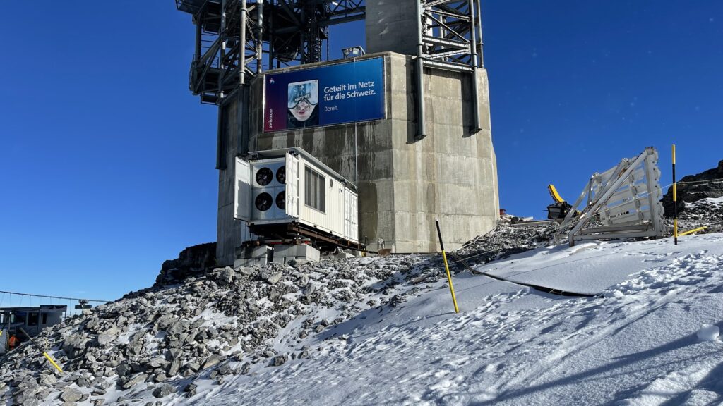 Snowmaking on top of glacier Titlis